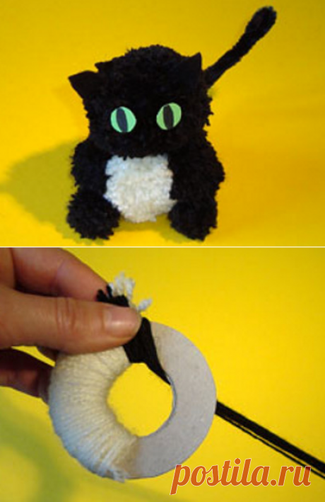 Как сделать котёнка своими руками. Игрушки из помпонов. | ИГРУШКИ СВОИМИ РУКАМИ