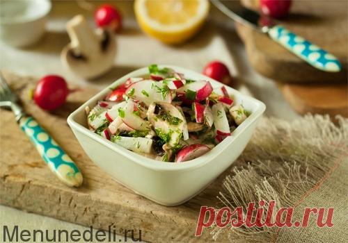 Рецепт салат из редиса с шампиньонами / Меню недели