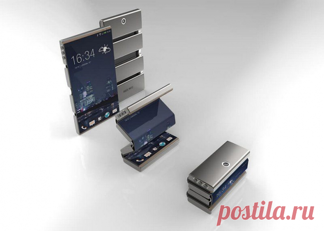 DRAS phone - складывающийся смартфон от R&D CORE. Это первый в мире смартфон, который можно сложить в стопочку - как костяшки домино!