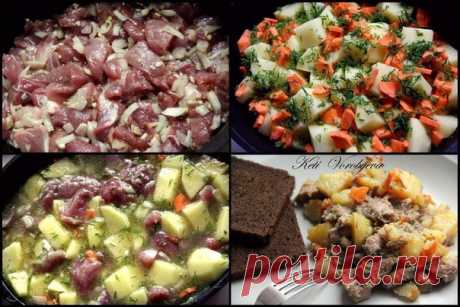 Жаркое из свинины 

-мясо ( свинина ) 
-лук 
-чеснок 
Показать полностью…