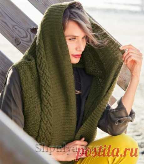 Накидка с косами спицами - SHPULYA.com