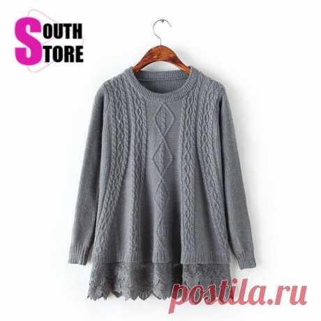 2015-New-Fashion-Lace-Patchwork-Hem-Elegant-A-Line-Women-font-b-Sweater-b-font-Full.jpg (640×640)