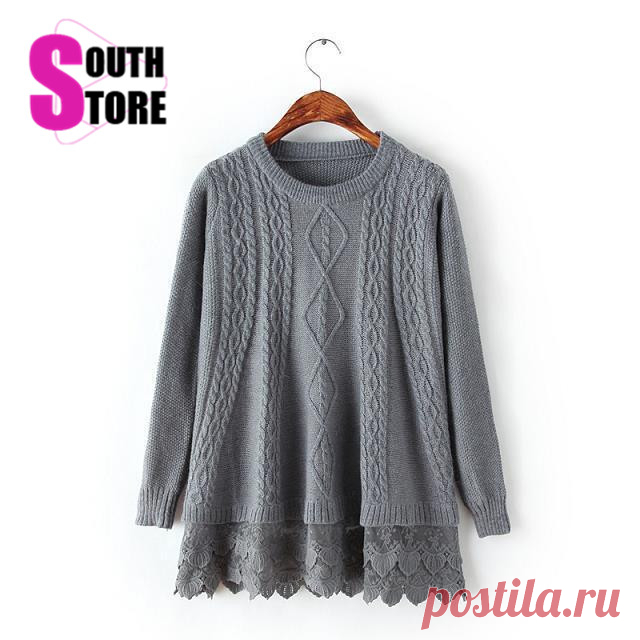 2015-New-Fashion-Lace-Patchwork-Hem-Elegant-A-Line-Women-font-b-Sweater-b-font-Full.jpg (640×640)