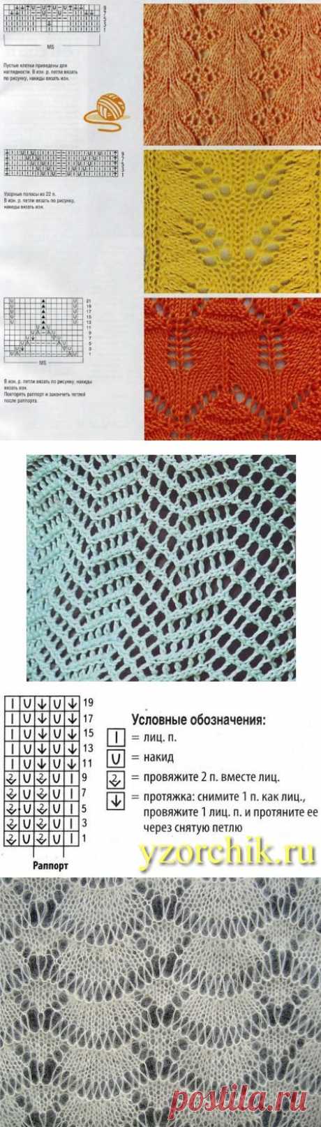 Ажурные узоры спицами. Узоры сетка