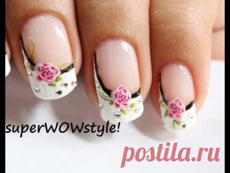 Water Decals + Sideways French Manicure Nail Designs (French tip nail art)