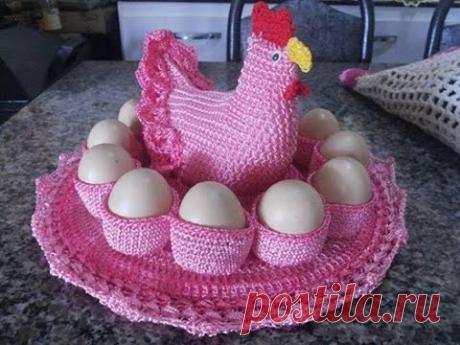 Cesta Porta Huevos Tejido a Crochet Ganchillo -  Canasta