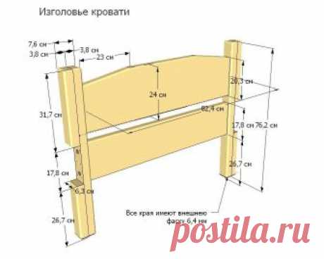 Односпальная кровать своими руками - чертеж, размеры, фото.