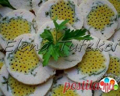 Закусочный рулет с макаронами