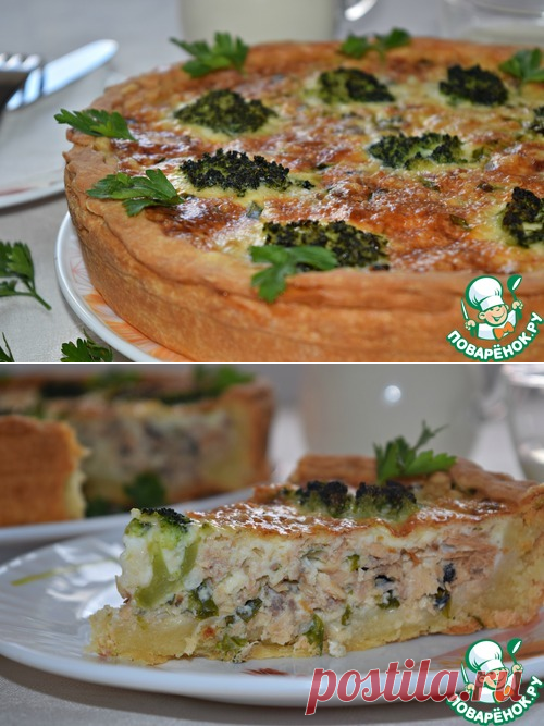Рыбный пирог с брокколи - кулинарный рецепт