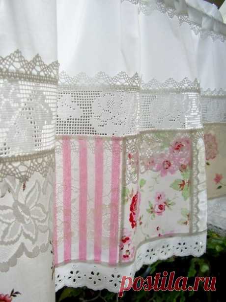 Rosen Bistro-Gardine Landhausstil shabby chic