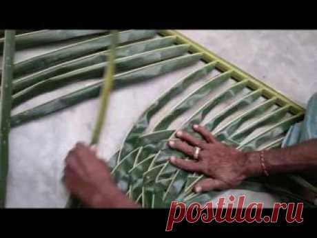 How to make coconut leaf mat,how to make kobbari matta,how to make palm leaf mat,palm leaf uses