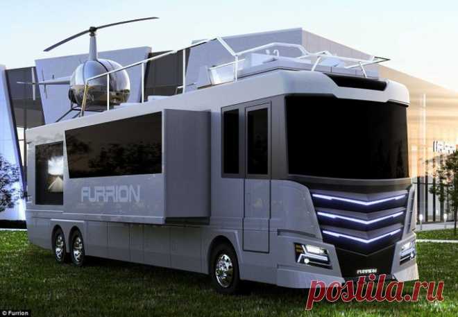 Elsium RV — автобус мечты | Чёрт побери Elsium RV от Furrion смело можно назвать автобусом мечты. 13,7 метров в длину и 2,4 метра в ширину, это настоящий дом на колесах и внутри он выглядит как апартаменты дорогого отеля. Стоит автобус $ 2.5 миллиона. Давайте заглянем внутрь.  Elsium RV является 13,7 метровым домом на колесах с собственной гидромассажной ванной на крыше и двухместным вертолетом.  В хорошую погоду крыша автобуса станет идеальным местом для отдыха.  Она имее...