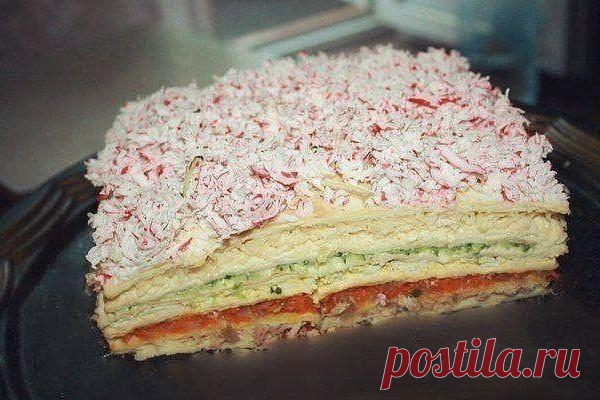 Закусочный торт «Рыбный» с горбушей