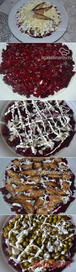 Салат с шпротами "Пришелся по вкусу..." рецепт пошаговый Лиги Кулинаров. Рецепт салата с шпротами, рецепты Лиги Кулинаров.