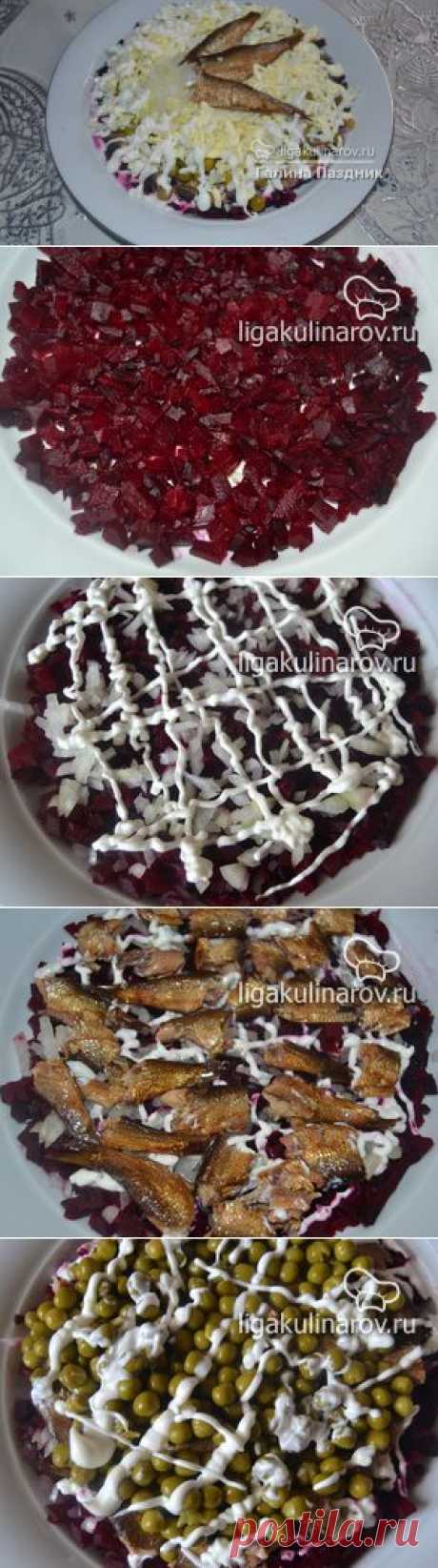 Салат с шпротами &quot;Пришелся по вкусу...&quot; рецепт пошаговый Лиги Кулинаров. Рецепт салата с шпротами, рецепты Лиги Кулинаров.