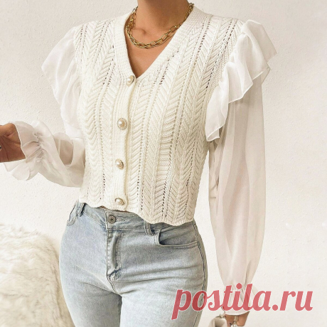 Кардиган с рукавами из шифона (схема узора)