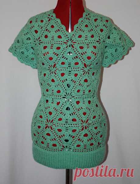 Cute crochet mint tunic crochet vest mint waistcoat sweater