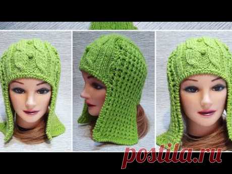 Очень простой способ вязания ушанки👍🧶