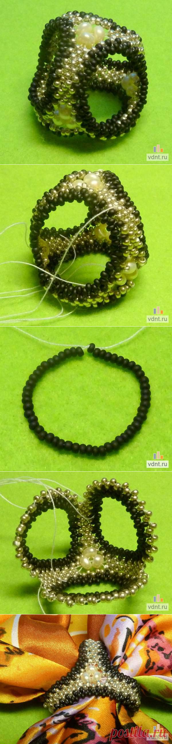 КОЛЬЦО ДЛЯ ПЛАТКА - ДЕЛАЕМ ИЗ БИСЕРА СВОИМИ РУКАМИ