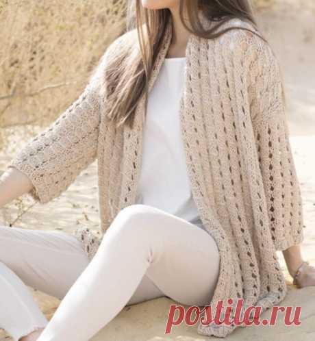 КАРДИГАН С УЗОРОМ ИЗ ПРОТЯЖЕК. ОПИСАНИЕ, СХЕМА, ВЫКРОЙКА | НАТАЛЬЯ ДМИТРИЕВА. ВЯЖЕМ ВМЕСТЕ | Яндекс Дзен