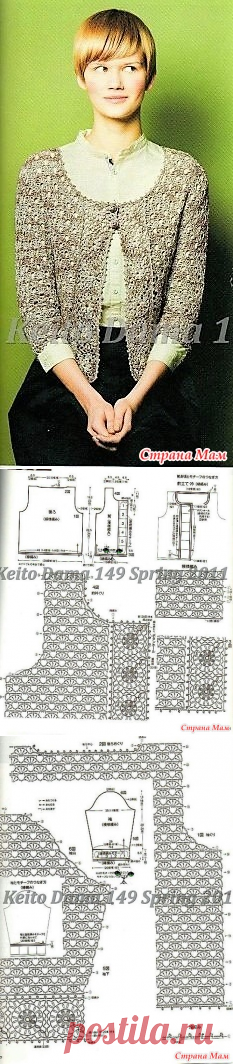 Ажурный жакет с планками из квадратных мотивов. Крючок. - ВЯЗАНАЯ МОДА+ ДЛЯ НЕМОДЕЛЬНЫХ ДАМ - Страна Мам