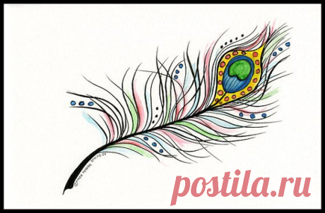 Feather Whimsical Feather Ink Illustration от MMoborgPhotography
