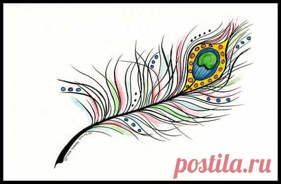 Feather Whimsical Feather Ink Illustration от MMoborgPhotography