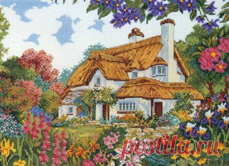 Вышивка &quot;Periwinkle Cottage&quot; | Схема вышивки | Скачать