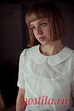 peter pan collar dress with cap sleeves in Yellow polka dot - MARIE S…