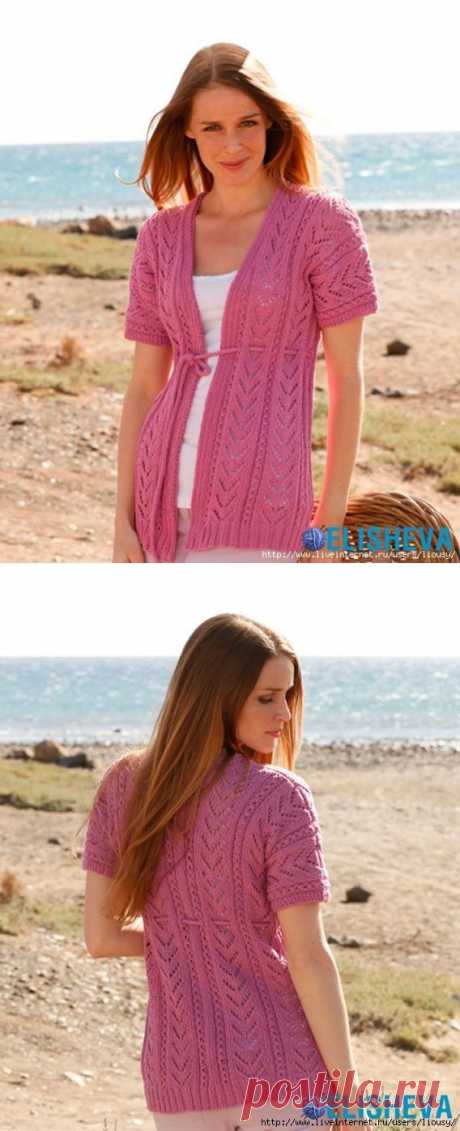 АЖУРНЫЙ ЖАКЕТ &quot;ЛЕТНЯЯ НОЧЬ&quot; от Drops Design СПИЦАМИ
