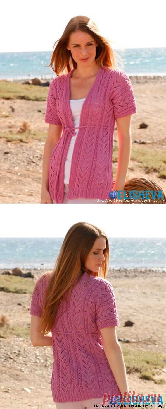 АЖУРНЫЙ ЖАКЕТ "ЛЕТНЯЯ НОЧЬ" от Drops Design СПИЦАМИ