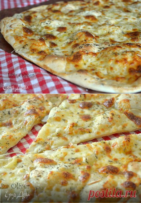 Вкуснецкая чесночная пицца с моцареллой - сырная-прИсырная на тонюсеньком тесте!