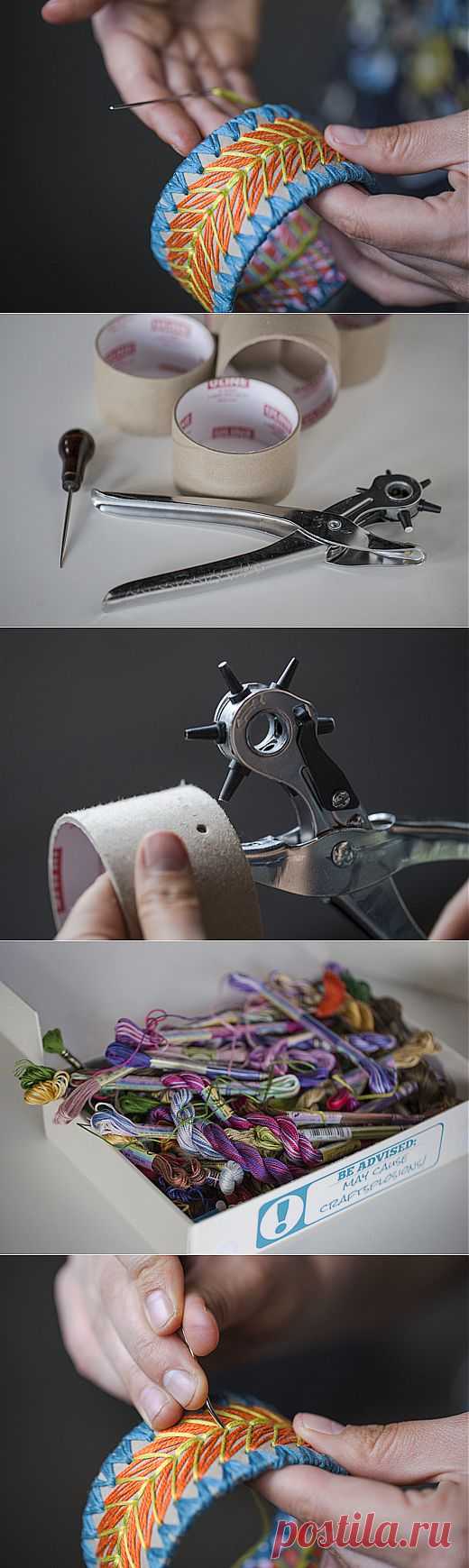 DIY.  Вышитый браслет.