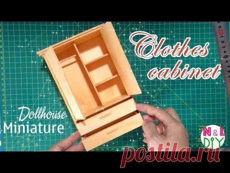 DIY Miniature Clothes Cabinet | How to make Clothes Cabinet for Dollhouse - YouTube
