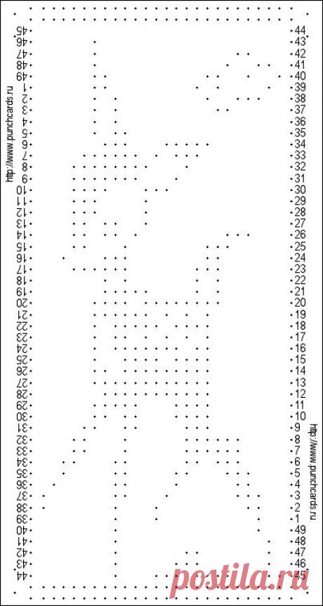 Просмотр рисунка перфокарты с раппортом 24 петли, пересчёт на две фонтуры, печать перфокарты