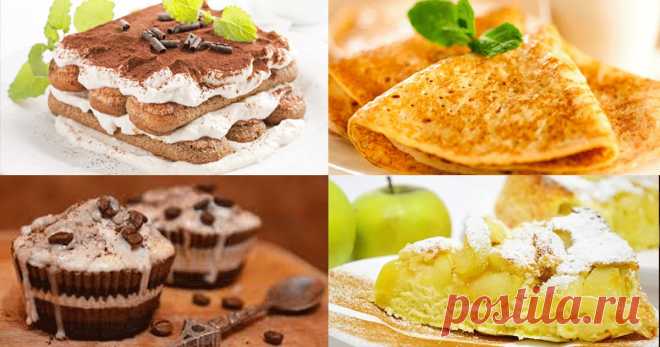 Рецепты в инфографике: блины, шарлотка, тирамису, кофейный кекс, фруктовый торт | OTPADUS.com