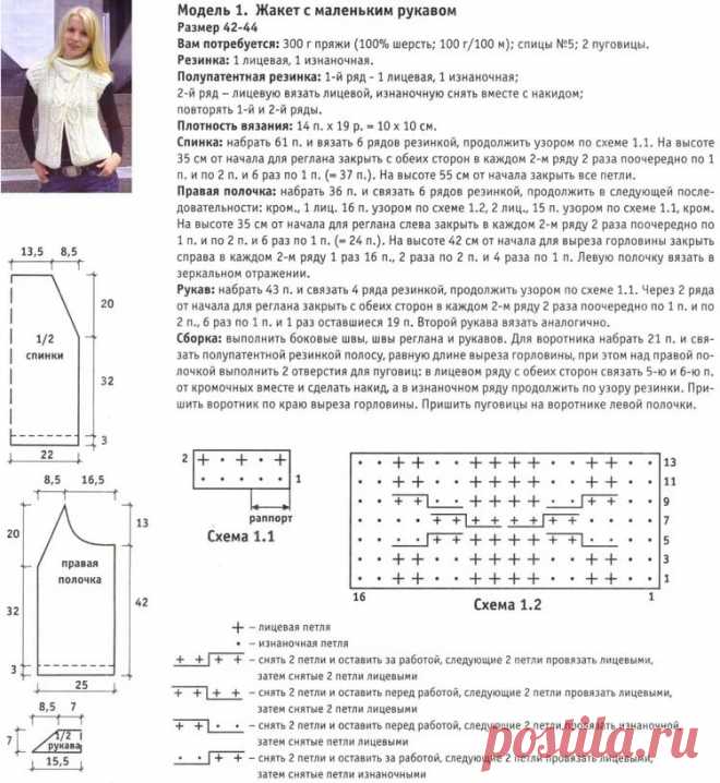 жилет с короткими рукавами спицами для женщин схемы и описание: 11 тыс изображений найдено в Яндекс.Картинках