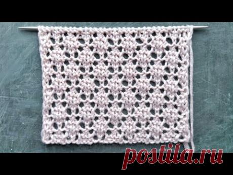 Простой ажурный узор спицами для вязания джемпера,  сарафана,  палантина