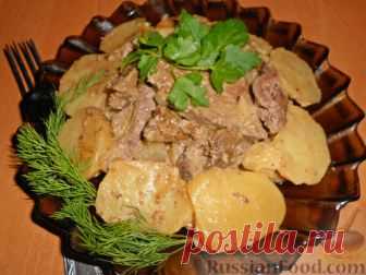Рецепт: Картофель, тушенный с печенкой на RussianFood.com