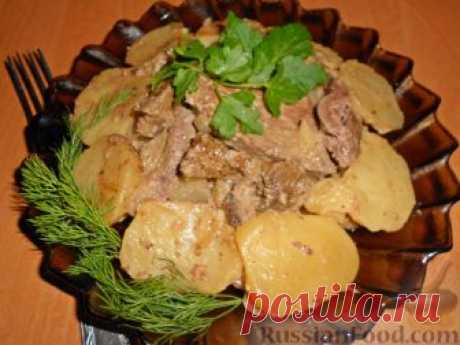 Рецепт: Картофель, тушенный с печенкой на RussianFood.com