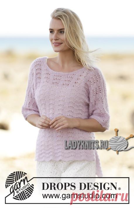 Ажурный джемпер с удлинённой спинкой 