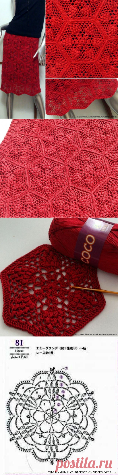 Юбка красная мотивами. Автор Knit Style (НАДЕЖДА)