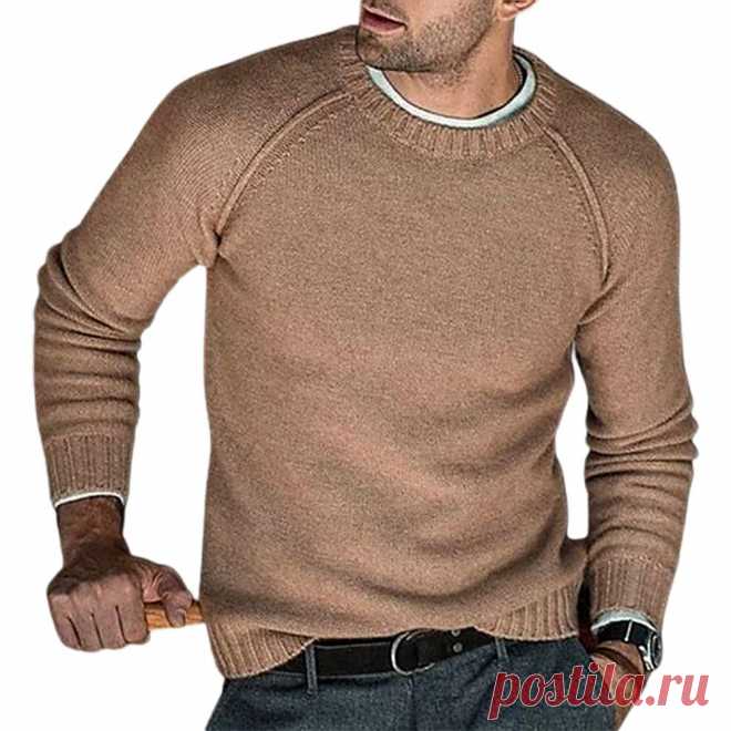 Мужской трикотажный свитер с длинным рукавом и вырезом | Мужская одежда | АлиЭкспресс