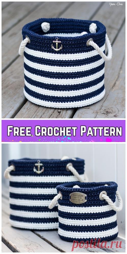 Crochet Nautical Basket Free Crochet Pattern