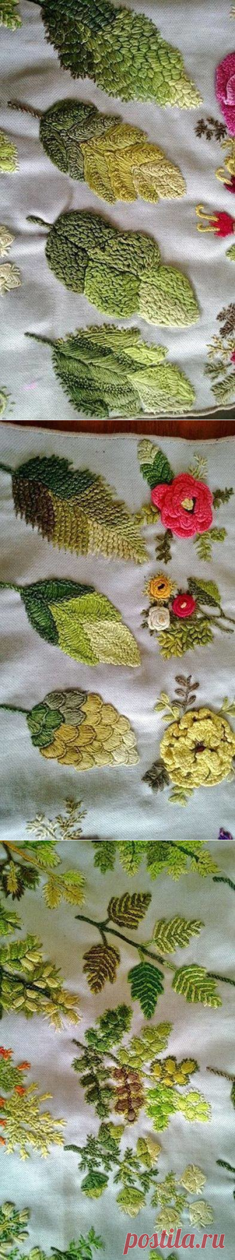 ​Вышиваем листики в разных техниках — DIYIdeas