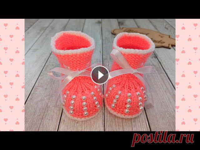 МК пинетки с бусинками вязаные спицами/booties knitting ссылка на мой инстаграм: lyubov_handmade_/...