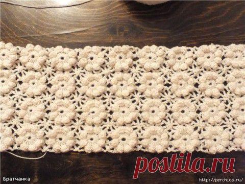 Безотрывное вязание - цветочки с пышными столбиками | Подружки