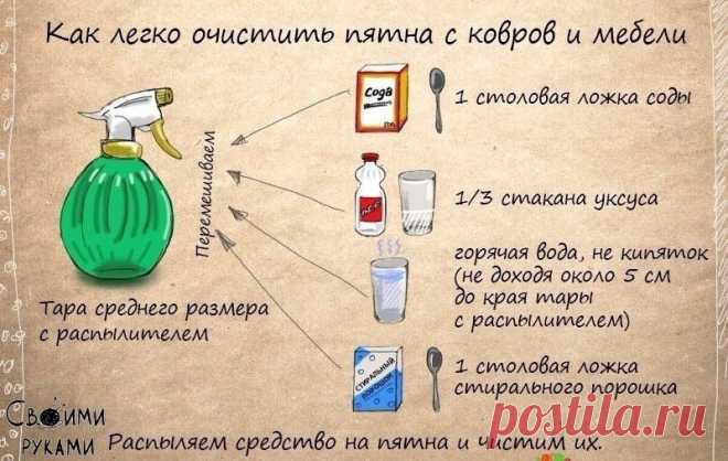 КАК ЛЕГКО ОЧИСТИТЬ ПЯТНА С КОВРОВ И МЕБЕЛИ