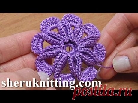 Crochet 8-petal 3D Flower Tutorial 5 3D Blume häkeln