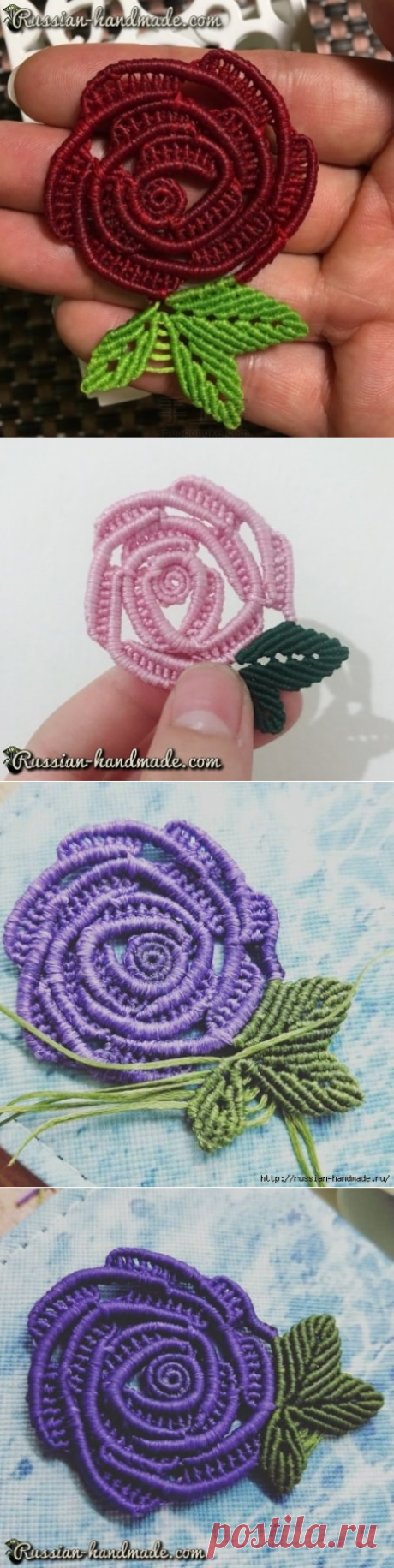 Плетение розочки в технике макраме | Russian-Handmade